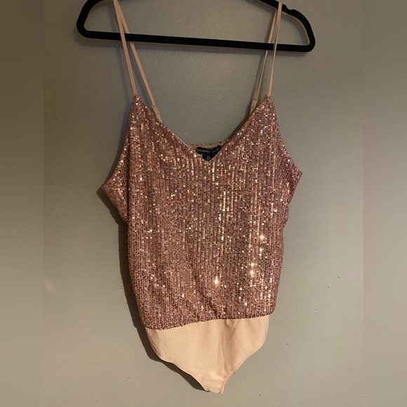 Sincerly Jules Tops - NWT SZ L Blush Sequin Bodysuit by Sincerely Jules